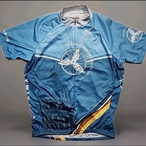 Primal Mens Cycling Jersey Shirt Size L National Bike Summit Blue ,White, Yellow
